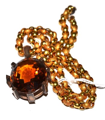 Lot 280 - Citrine pendant on belcher link chain