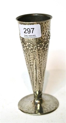 Lot 297 - Archibald Knox (1864-1933) for Liberty & Co., A pewter vase, model No.0821, trumpet form, cast...