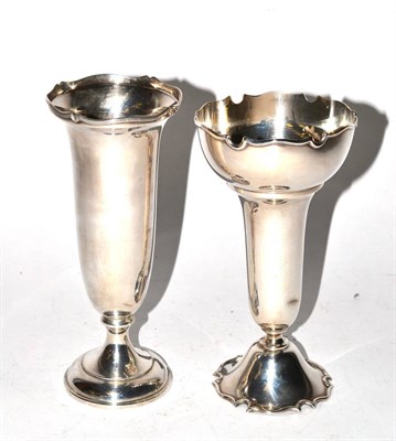 Lot 303 - Two silver trumpet form vases (both weighted)