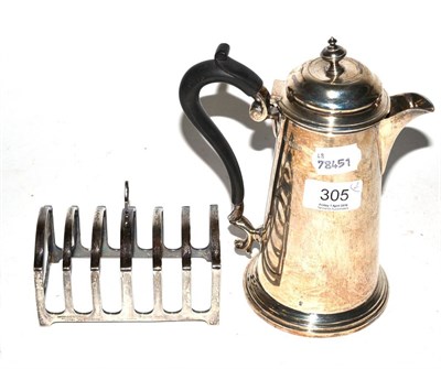 Lot 305 - A Barraclough & Sons Goldsmiths six division silver toast rack, together with a silver hot...