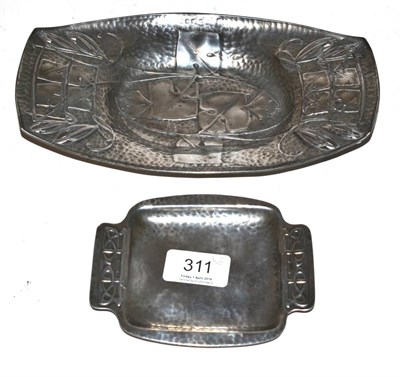 Lot 311 - Archibald Knox (1864-1933) for Liberty & Co., a pewter tray, model No.0547, cast in low relief with