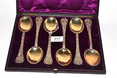 Lot 317 - A cased set of six 17th century style silver spoons, London, 1876