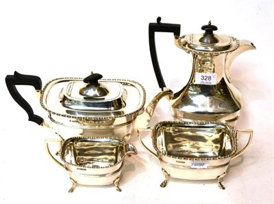 Lot 328 - A James Deakin & Sons silver four piece tea service, comprising tea, hot water, cream and...