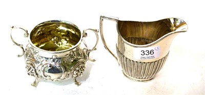 Lot 336 - Victorian silver two-handled sugar bowl and a silver plated part gadrooned milk jug