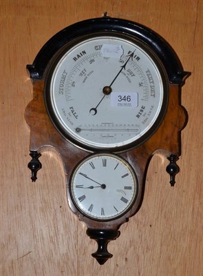 Lot 346 - A Victorian, clock/barometer with ebonised detail