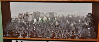 Lot 356 - A shelf of glass consisting of wine glasses, brandy glasses etc