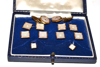 Lot 378 - A cased set of 9ct gold dress studs together with two gilt examples