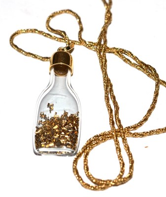 Lot 399 - A rope link chain with bottle charm