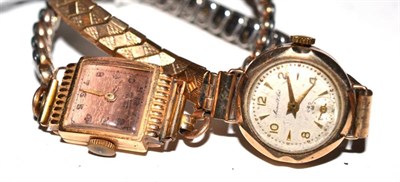 Lot 405 - A lady's wristwatch marked 'Sultana', case stamped '0.750' and another lady's wristwatch (2)