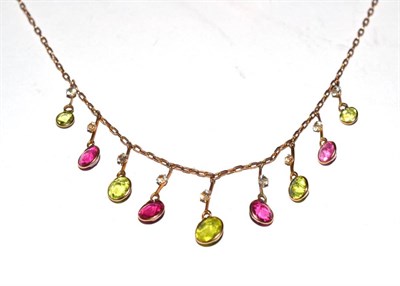 Lot 412 - A 9ct gold and gem set necklace