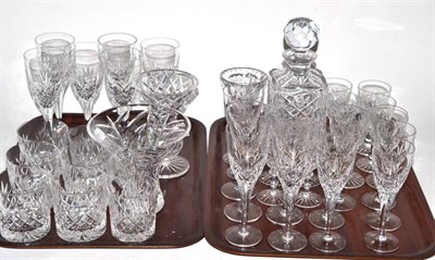 Lot 438 - A group of good cut glass drinking glasses including wines, tumblers, decanter etc