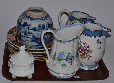 Lot 460 - A Chinese jar, Ironstone plates etc