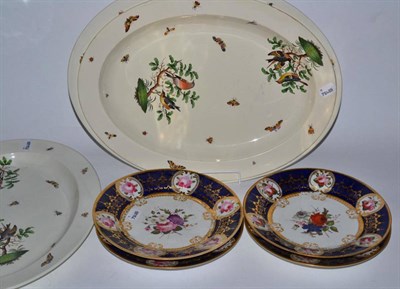 Lot 461 - Four Chamberlain Worcester plates and three Wedgwood platters decorated with birds and insects