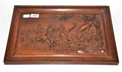 Lot 469 - A good 19th century carved panel of birds, in the Aesthetic taste