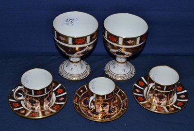 Lot 472 - A pair of Royal Crown Derby Imari goblets, pattern 1128, together with three Royal Crown Derby...