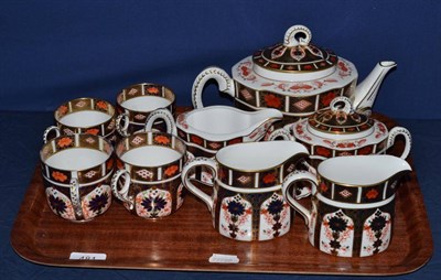 Lot 481 - A part Royal Crown Derby old Imari tea service, pattern number 1128 comprising teapot, cream...