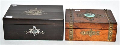 Lot 486 - Two writing boxes one with inset painted panel