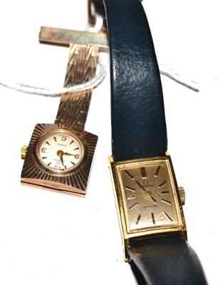 Lot 510 - A 9ct pendant 'nurses' watch and an Omega lady's watch