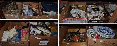 Lot 1045 - Sixteen boxes of household items and plastic suitcase