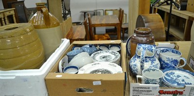 Lot 1049 - A quantity of ceramics including a Booths old willow pattern part dinner service, Wedgwood...