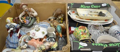 Lot 1051 - A group of miscellaneous ceramics and glass together with four silver thimbles and a silver...