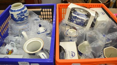 Lot 1054 - A collection of Rington's Blue and White Willow Pattern tea pots, coffee pots, ginger jars, etc...