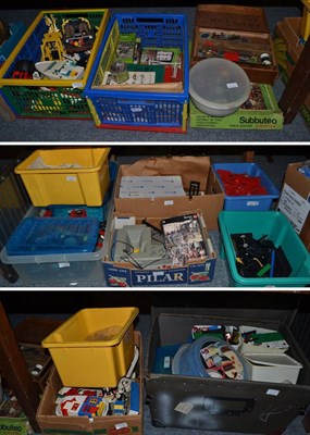 Lot 1065 - A large collection of loose Lego (eleven boxes) together with a small box of Meccano, a...