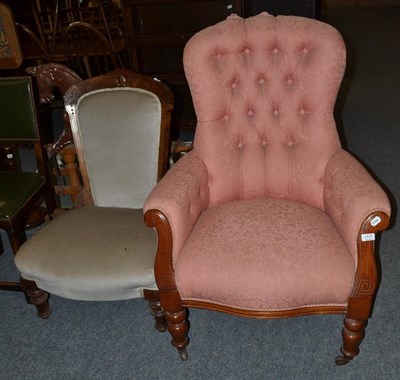 Lot 1111 - A Victorian armchair together with a Victorian nursing chair