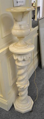 Lot 1116 - Alabaster lamp on twist pedestal