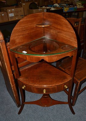 Lot 1136 - A Gillows mahogany corner washstand, the drawer stamped Gillows of Lancaster