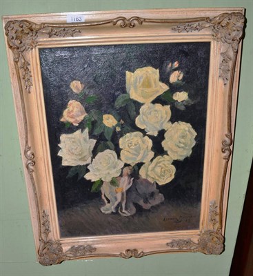 Lot 1163 - Arthur Bateman (20th century) still life of white roses, signed and dated (19)69, oil on board