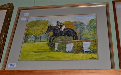 Lot 1170 - D M Alderson, Cross country event, watercolour, signed and dated 1972