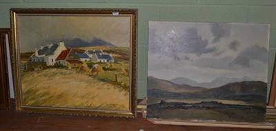 Lot 1181 - Desmond Turner RUA (b.1923) Irish landscape and Cottages and haystacks, oil on canvas, both signed