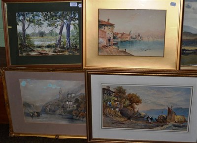 Lot 1182 - P Eastwood  (19th century), Italian lake scene, signed and dated 1864, watercolour on paper (a.f.)