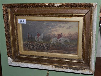 Lot 1188 - 19th century school, hunting scene, oil on canvas, singed with a monogram W.H.H.