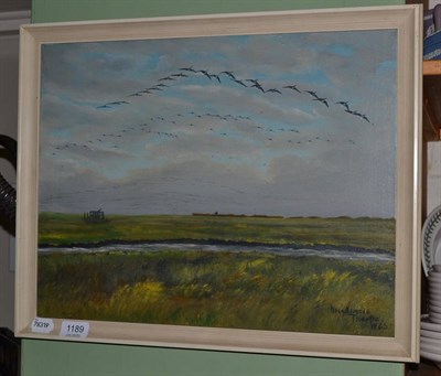 Lot 1189 - Framed oil, duck shooting by a River signed McKenzie Thorpe 1965