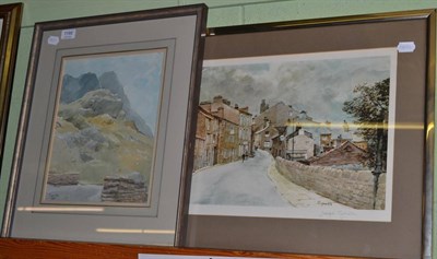 Lot 1195 - Joseph Pighills, Sligachan Skye, signed, watercolour, and a limited edition print by the same...