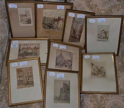 Lot 1197 - William Thomas Martin Hawksworth (1853-1935) a group of nine town scenes, York, Canterbury and...