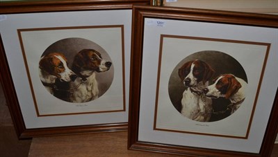 Lot 1201 - A pair of framed prints of hounds (2)