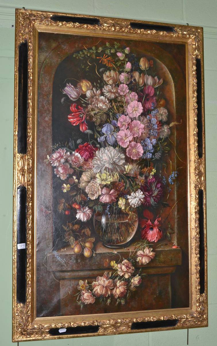 Lot 1210 - Keith Cresswell (British 1940-1989), Still Life of Flowers, oil on canvas, signed in a gilt...