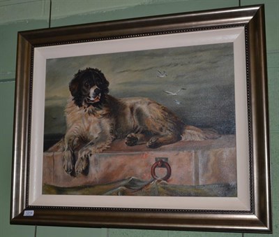 Lot 1214 - Framed oil on canvas, portrait of a newfoundland after Landseer, signed Ferguson, 1906