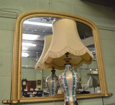 Lot 1229 - A gilt framed over-mantel mirror