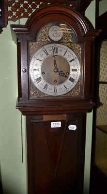 Lot 1233 - An early 20th century oak cased grandmother clock with presentation plaque to Detective...