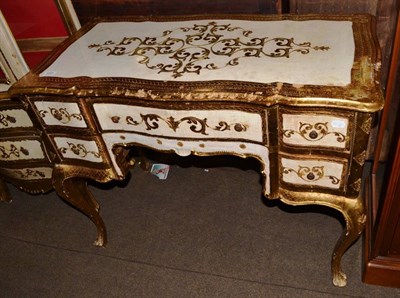 Lot 1265 - Reproduction painted and parcel gilt lowboy