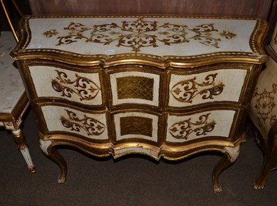 Lot 1267 - French style painted and parcel gilt two height chest of drawers