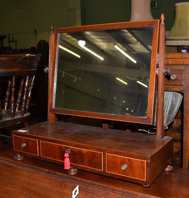 Lot 1289 - A 19th century string inlaid mahogany toilet mirror