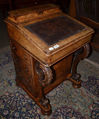 Lot 1292 - A 19th century satinwood inlaid burr walnut Davenport