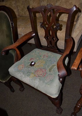 Lot 1325 - A George III elbow chair with scroll arm