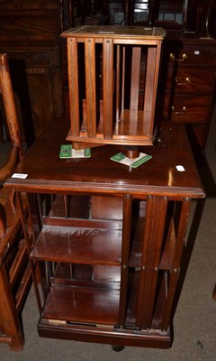 Lot 1341 - An Edwardian mahogany revolving bookcase and a table top version