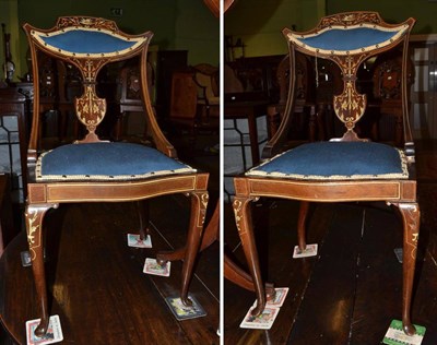 Lot 1345 - A pair of fancy Edwardian inlaid bedroom chairs